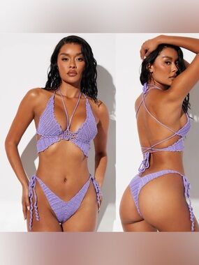 Lavender Butterfly Crochet Tie-Back Bikini | NWOT | M/L